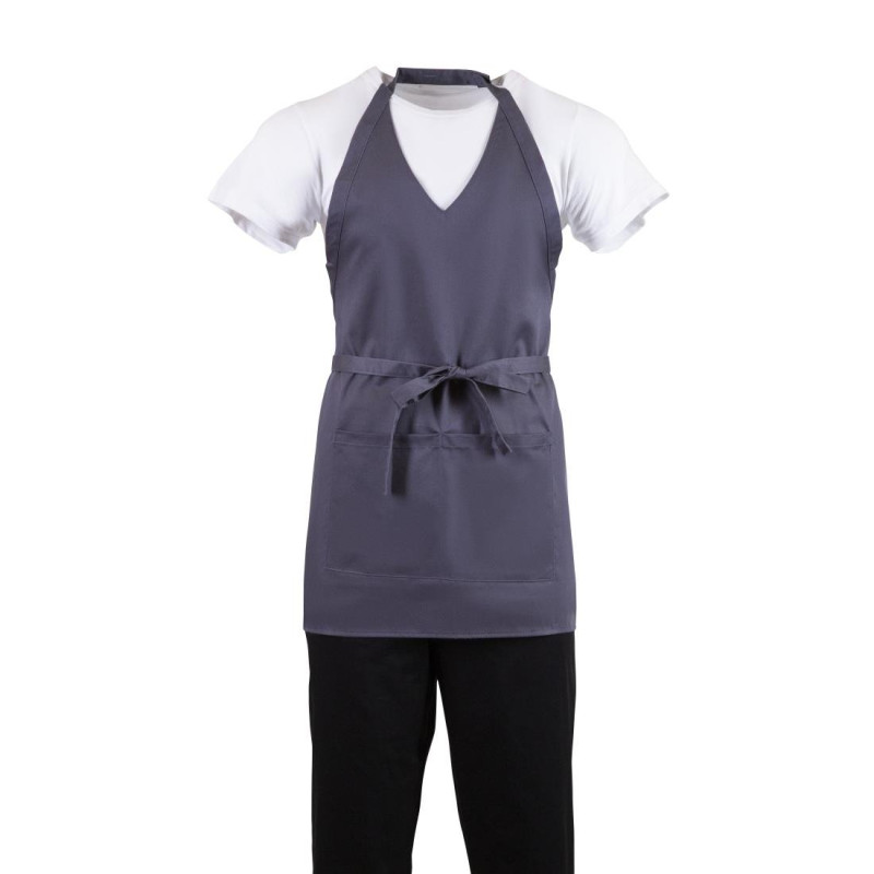 Predpasnik natakarja s sivim antracitnim ovratnikom iz poliestra in bombaža 838 x 698 mm - Whites Chefs Clothing - Fourniresto Predpasnik natakarja s sivim antracitnim ovratnikom iz poliestra in bombaža 838 x 698 mm - Whites Chefs Clothing - Fourniresto