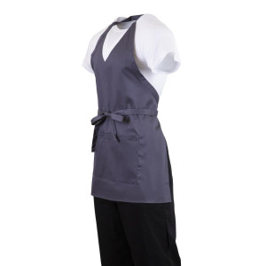 Predpasnik natakarja s sivim antracitnim ovratnikom iz poliestra in bombaža 838 x 698 mm - Whites Chefs Clothing - Fourniresto