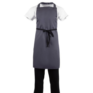 Predpasnik Bavette siva antracit iz polikotona 711 x 965 mm - Whites Chefs Clothing - Fourniresto