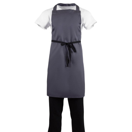 Predpasnik Bavette siva antracit iz polikotona 711 x 965 mm - Whites Chefs Clothing - Fourniresto