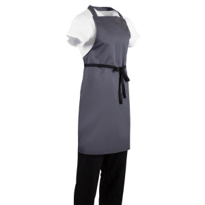 Predpasnik Bavette siva antracit iz polikotona 711 x 965 mm - Whites Chefs Clothing - Fourniresto