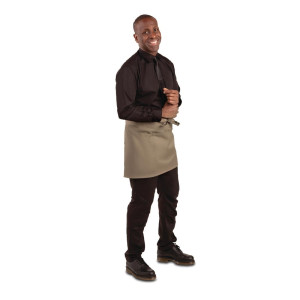 Kratek rjav svetel predpasnik za natakarja iz polikotona 373 x 750 mm - Whites Chefs Clothing - Fourniresto