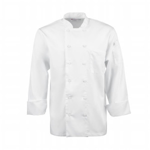 Poznate belo mešano kuhinjsko jakno s dolgimi rokavi Calgary - velikost S - Chef Works - Fourniresto