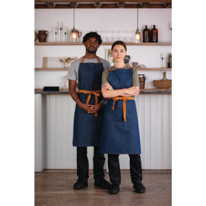 Predpasnik za natakarja iz modrega denim materiala z bombažnim pasom 1000 x 700 mm - Whites Chefs Clothing - Fourniresto