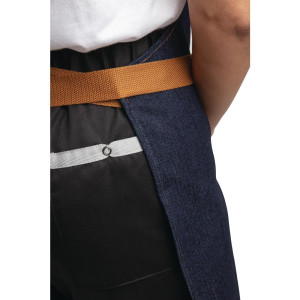 Predpasnik za natakarja iz modrega denim materiala z bombažnim pasom 1000 x 700 mm - Whites Chefs Clothing - Fourniresto