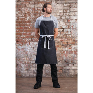 Predpasnik Bavette Denim Noir Southside iz poliestra in bombaža 700 x 1000 mm - Whites Chefs Clothing - Fourniresto
