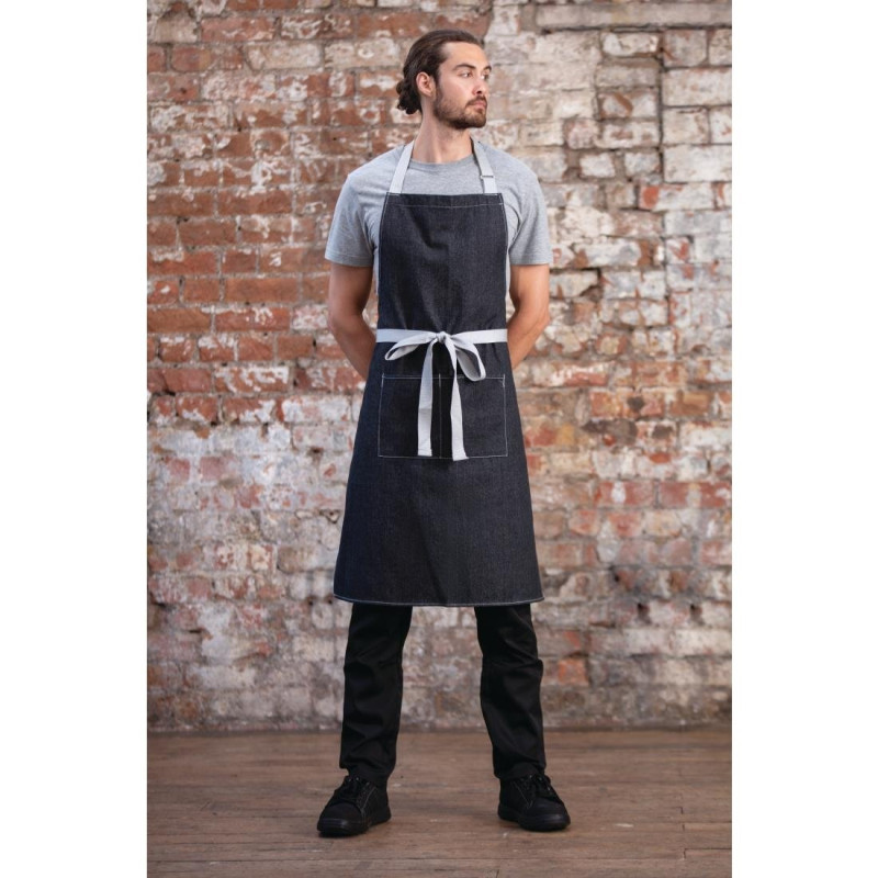 Predpasnik Bavette Denim Noir Southside iz poliestra in bombaža 700 x 1000 mm - Whites Chefs Clothing - Fourniresto Predpasnik Bavette Denim Noir Southside iz poliestra in bombaža 700 x 1000 mm - Whites Chefs Clothing - Fourniresto