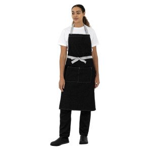 Predpasnik Bavette Denim Noir Southside iz poliestra in bombaža 700 x 1000 mm - Whites Chefs Clothing - Fourniresto