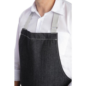 Predpasnik Bavette Denim Noir Southside iz poliestra in bombaža 700 x 1000 mm - Whites Chefs Clothing - Fourniresto