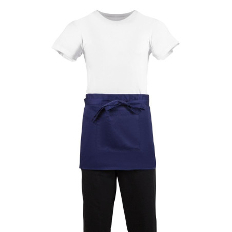 Predpasnik za natakarja, kratek, temno modre barve, iz poliestra/bombaža, 373 x 750 mm - Whites Chefs Clothing - Fourniresto