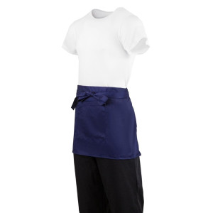 Predpasnik za natakarja, kratek, temno modre barve, iz poliestra/bombaža, 373 x 750 mm - Whites Chefs Clothing - Fourniresto