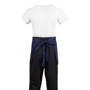 Predpasnik za natakarja, kratek, temno modre barve, iz poliestra/bombaža, 373 x 750 mm - Whites Chefs Clothing - Fourniresto