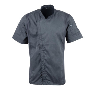 Pulover z mešanimi rokavi in ​​z zadrgo v modri barvi črnila - velikost XL - Chef Works - Fourniresto