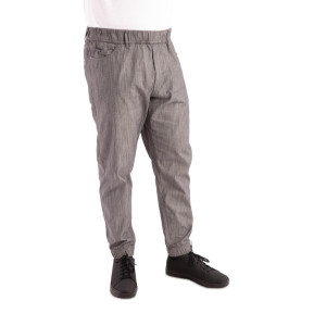 Hlače za kuhanje Jogger s tankimi črnimi in belimi črtami - Velikost L - Chef Works - Fourniresto