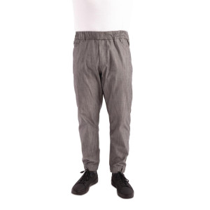Hlače za kuhanje Jogger s tankimi črnimi in belimi črtami - Velikost XL - Chef Works - Fourniresto