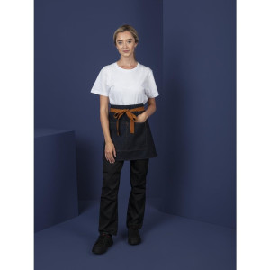 Predpasnik za natakarja iz modrega denim materiala z oker pasom iz bombaža 700 x 430 mm - Whites Chefs Clothing - Fourniresto