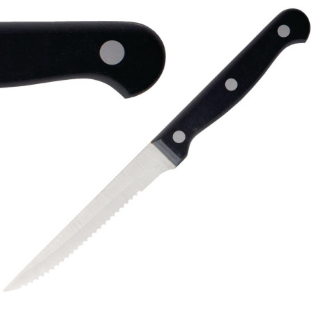 Meat Knife with Black Handle Serrated Blade 215 mm - Set of 12 - Olympia - Fourniresto Meat Knife with Black Handle Serrated Blade 215 mm - Set of 12 - Olympia - Fourniresto