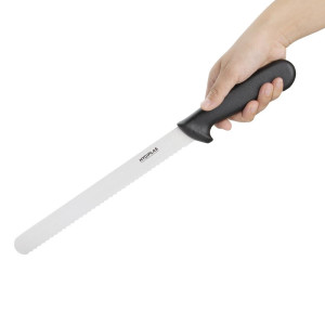 Nož za rezanje z nazobčano črno rezilom 25,5 cm - Hygiplas - Fourniresto