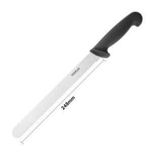 Nož za rezanje z nazobčano črno rezilom 25,5 cm - Hygiplas - Fourniresto