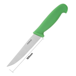 Nož za zelenjavo z zelenim nazobčanim rezilom 10 cm - Hygiplas - Fourniresto