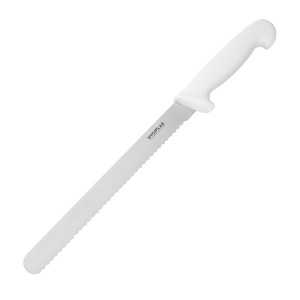 Nož za rezanje z nazobčano belo rezilo 25,5 cm - Hygiplas - Fourniresto
