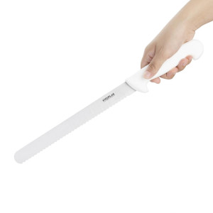 Nož za rezanje z nazobčano belo rezilo 25,5 cm - Hygiplas - Fourniresto