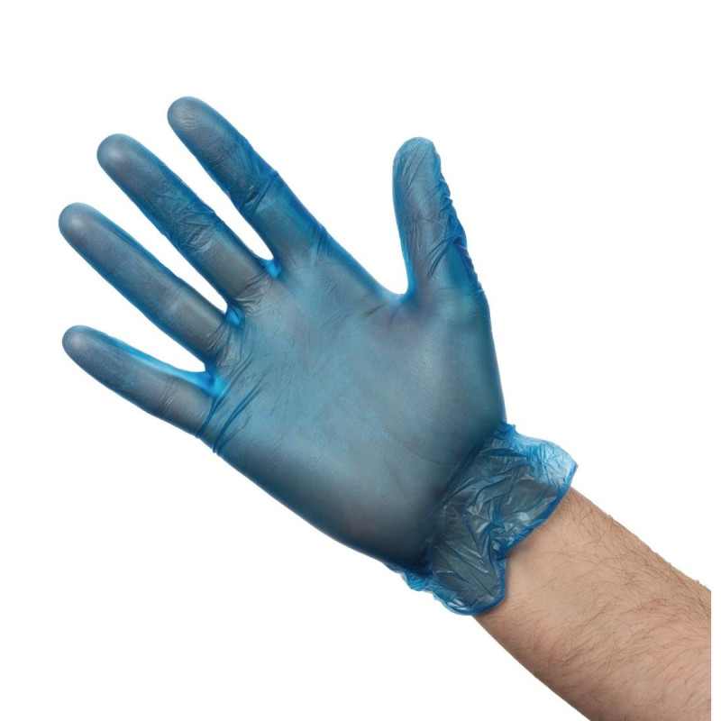 Rokavice za prehrambene namene iz vinila, puder, modre barve, velikost S - paket 100 kosov - Vogue - Fourniresto Rokavice za prehrambene namene iz vinila, puder, modre barve, velikost S - paket 100 kosov - Vogue - Fourniresto