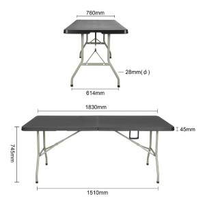 Prenosljiva črna miza središčna 180 cm - Bolero - Fourniresto