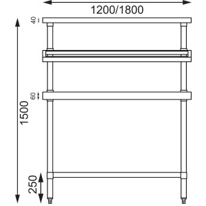 Miza za pripravo iz nerjavečega jekla z nosilcem za posode GN 1200 x 600 mm - Vogue - Fourniresto