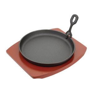 Plošča za serviranje iz litega železa, okrogla s podporo iz lesa Ø 220 mm - Olympia - Fourniresto
