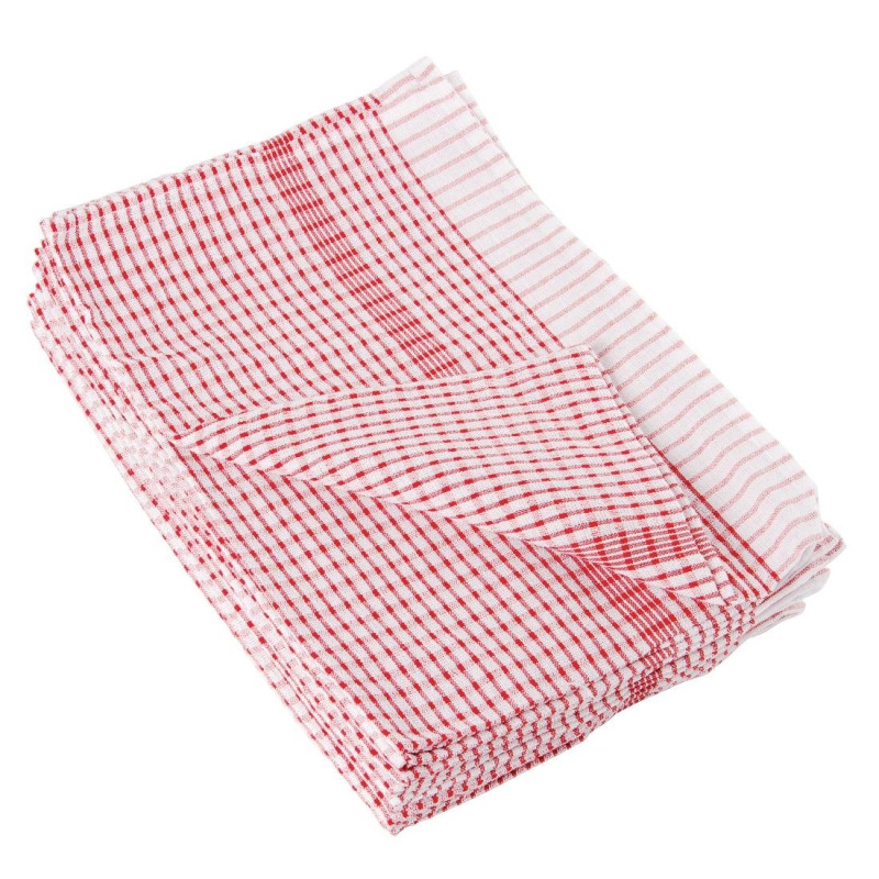Torchon Rouge En Polycoton - Lot De 10 - Vogue - Fourniresto Torchon Rouge En Polycoton - Lot De 10 - Vogue - Fourniresto
