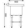 Pomivalno korito s visokim hrbtnim delom 100 L 770 x 600 mm - Vogue - Fourniresto