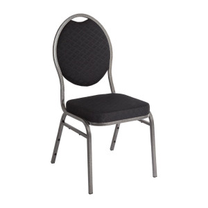 Stol za banket črne barve z ovalnim naslonjalom - komplet 4 - Bolero - Fourniresto