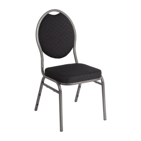 Stol za banket črne barve z ovalnim naslonjalom - komplet 4 - Bolero - Fourniresto