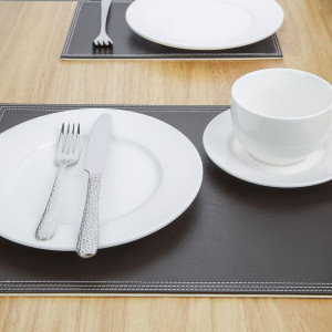Prt za mizo iz umetnega usnja, rjave barve, 300 x 400 mm - Olympia - Fourniresto