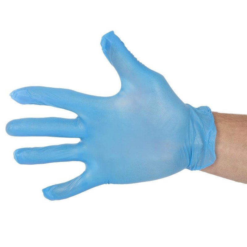 Rokavice za prehrambene namene iz neopudrane vinilne mase, modre barve, velikost M - paket 100 kosov - Vogue - Fourniresto Rokavice za prehrambene namene iz neopudrane vinilne mase, modre barve, velikost M - paket 100 kosov - Vogue - Fourniresto