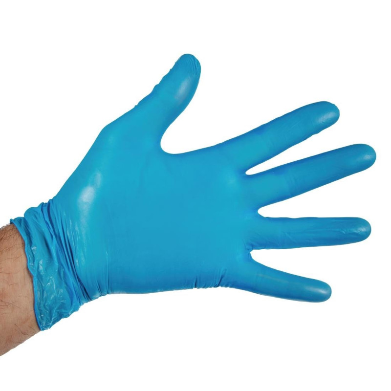 Rokavice za prehrambene namene iz neprašenega vinila, modre barve, velikost XL - paket 100 kosov - Vogue - Fourniresto Rokavice za prehrambene namene iz neprašenega vinila, modre barve, velikost XL - paket 100 kosov - Vogue - Fourniresto