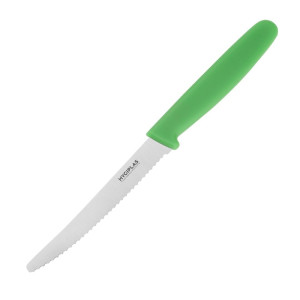 Nož za paradižnik z zelenim zobatim rezilom 10 cm - Hygiplas - Fourniresto