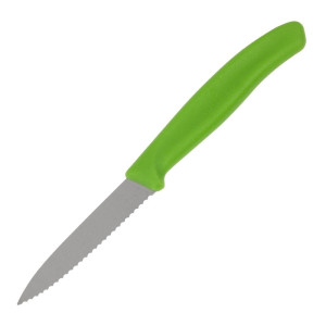 Nož za kuhinjo z zelenim ročajem in nazobčanim rezilom 8 cm - Victorinox - Fourniresto