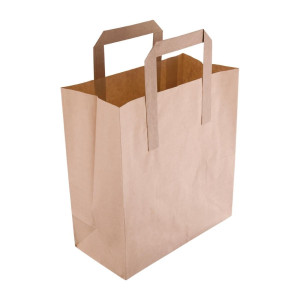 Majhna vrečka iz recikliranega papirja rjave barve 215 x 180 mm - paket 250 kosov - Fiesta Green - Fourniresto