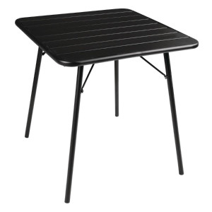 Miza s črnimi letvicami kvadratne oblike iz jekla 700 x 700 mm - Bolero - Fourniresto
