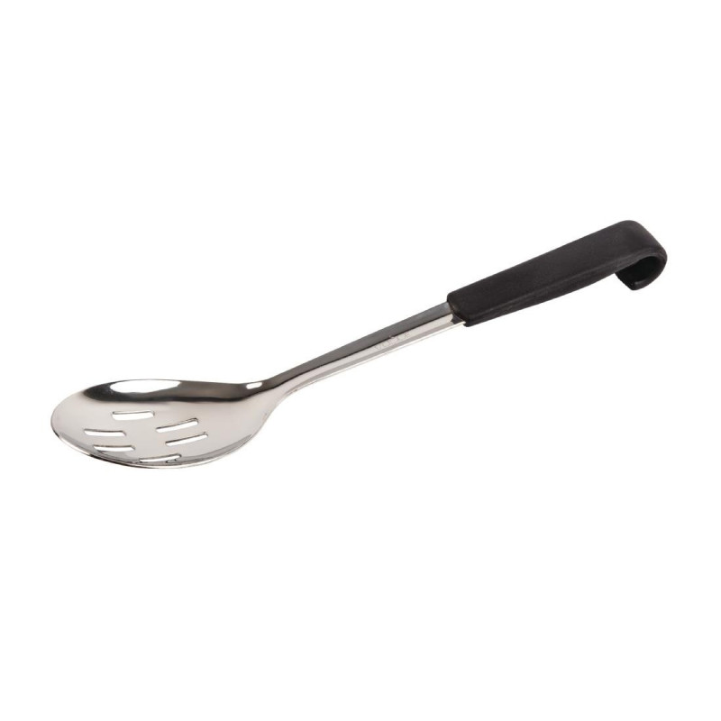 Perforated Serving Spoon Black Handle Stainless Steel 340 mm - Vogue - Fourniresto Perforated Serving Spoon Black Handle Stainless Steel 340 mm - Vogue - Fourniresto