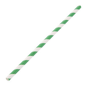 Slamice iz kompostabilnega papirja, črtaste zelene in bele barve 210mm - paket 250 kosov - Fiesta Green - Fourniresto
