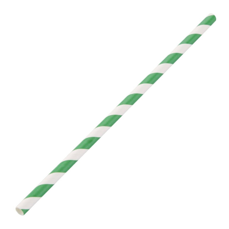 Slamice iz kompostabilnega papirja, črtaste zelene in bele barve 210mm - paket 250 kosov - Fiesta Green - Fourniresto Slamice iz kompostabilnega papirja, črtaste zelene in bele barve 210mm - paket 250 kosov - Fiesta Green - Fourniresto
