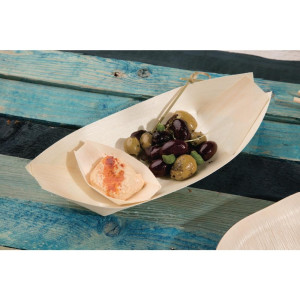 Biorazgradljive krožnike iz topolovega lesa Pirogue 190mm - paket 100 kosov - Fiesta Green - Fourniresto