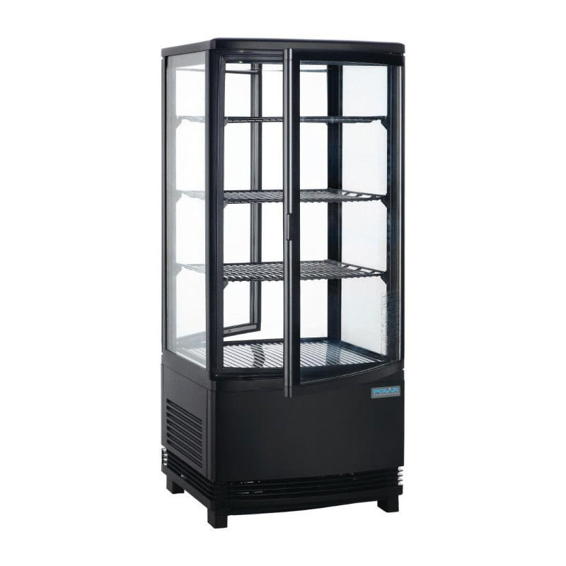 Black Refrigerated Display Case With Curved Doors 86 L - Polar - Fourniresto Black Refrigerated Display Case With Curved Doors 86 L - Polar - Fourniresto