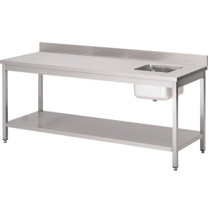 Miza šefa z desnim koritom in inox hrbtnim delom L 1800 x P 700mm - Gastro M