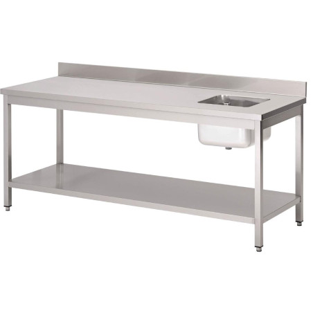Miza šefa z desnim koritom in inox hrbtnim delom L 1800 x P 700mm - Gastro M