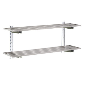 Nedosegljiva stenska polica iz nerjavečega jekla - D 1800 x 400 mm - Gastro M