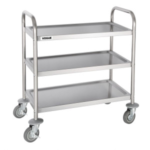 Voziček za pospravljanje iz nerjavečega jekla - 3 nivoji - L 710 X P 405mm - 128Kg - Vogue